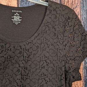 Black Lace Overlay Tee